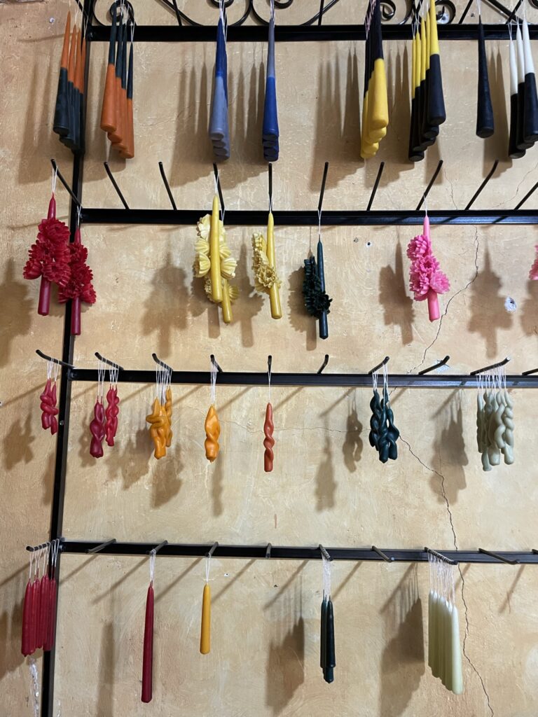 Handmade beeswax candles in Teotitlan del Valle