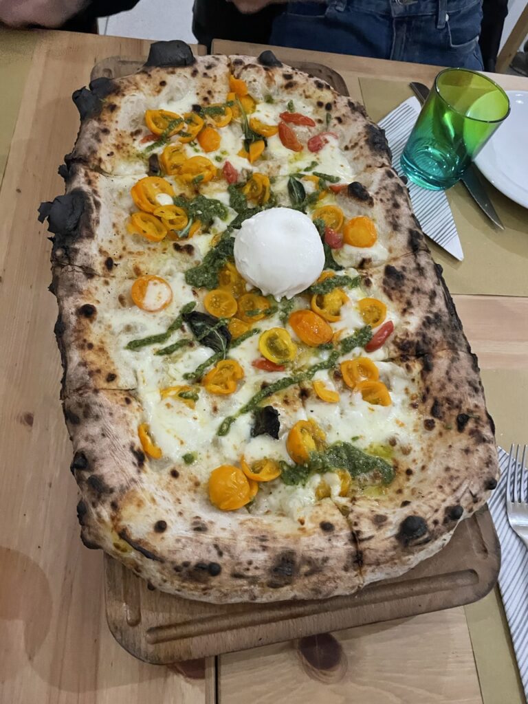 Yellow Tomato and Burrata Pizza