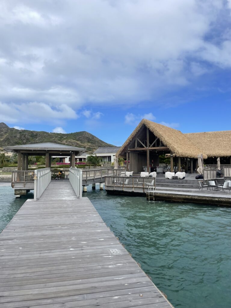 The dock for the speedboat to Nevis at the Park Hyatt Hotel on Saint Kitt's